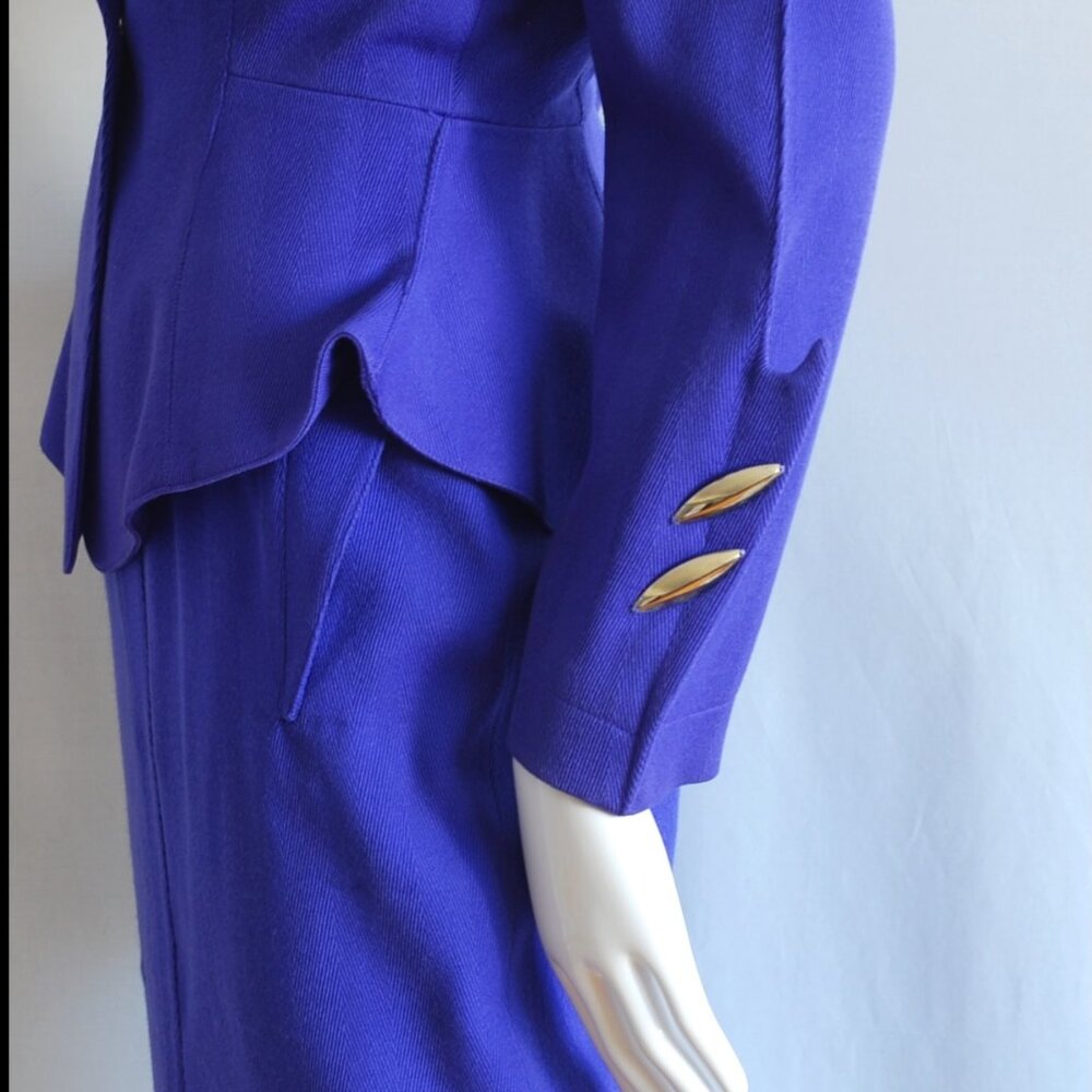 Thierry Mugler Indigo Wool Suit With Metal Accents - Picture 8 of 13